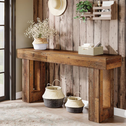 Vintage Solid Wood Long Sofa Back Table
