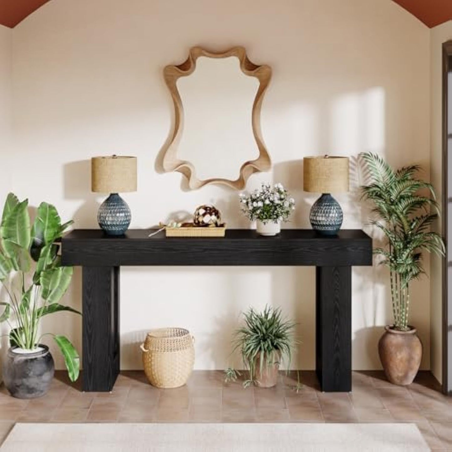 Vintage Solid Wood Long Sofa Back Table