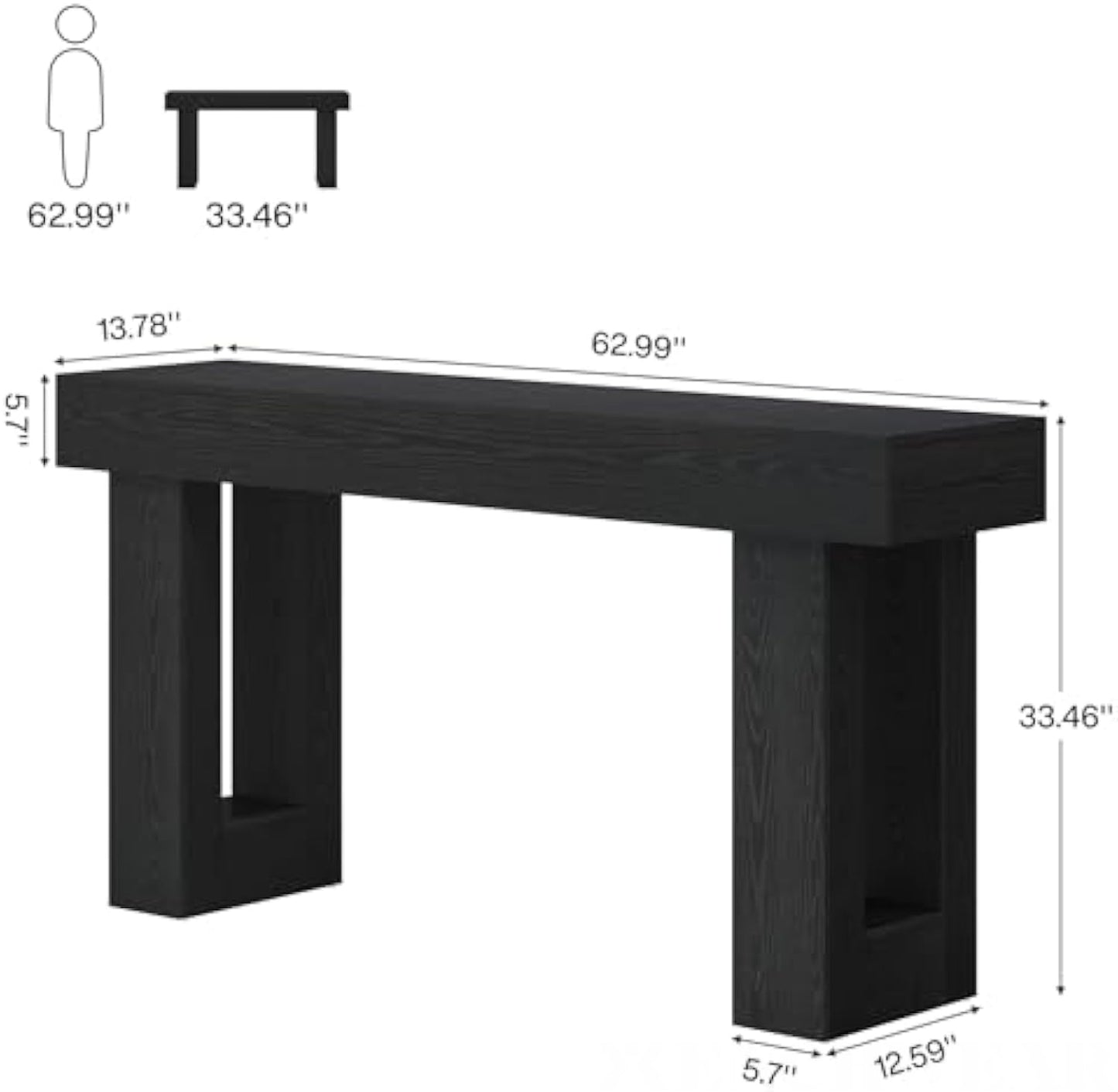 Vintage Solid Wood Long Sofa Back Table