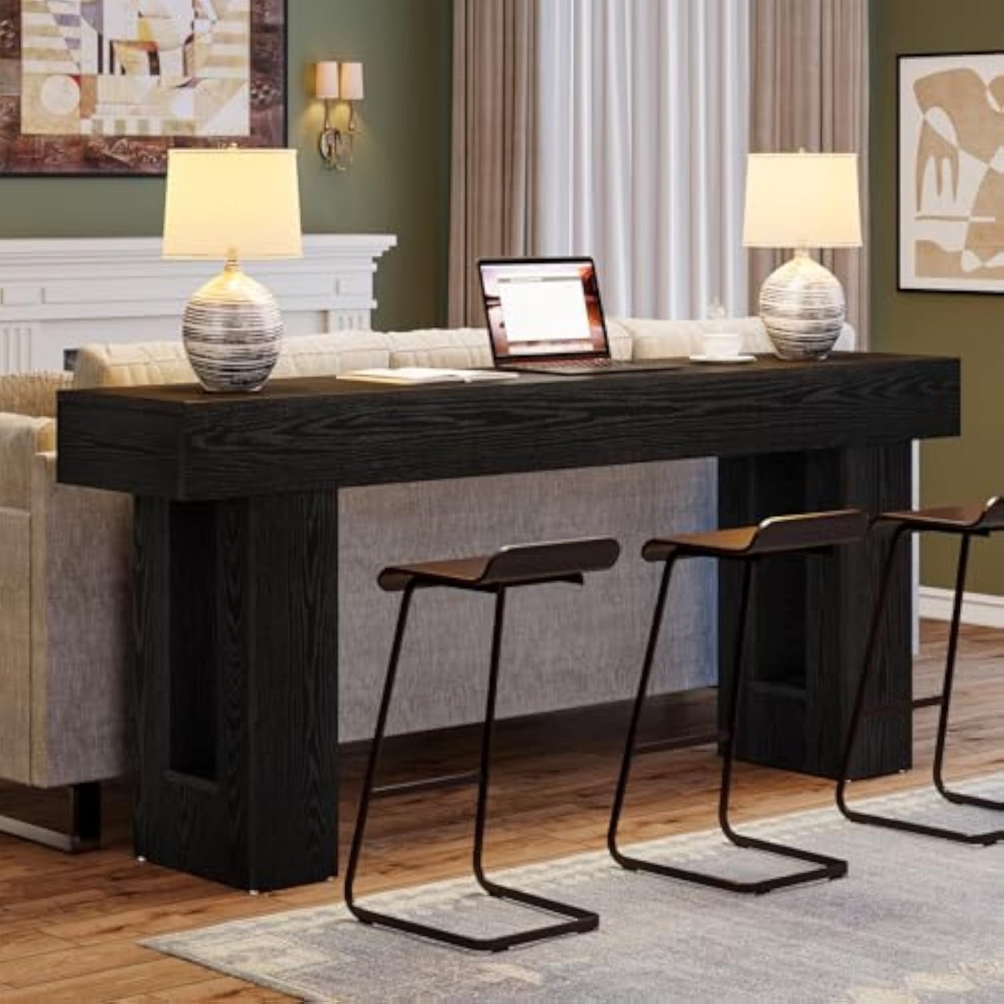 Vintage Solid Wood Long Sofa Back Table