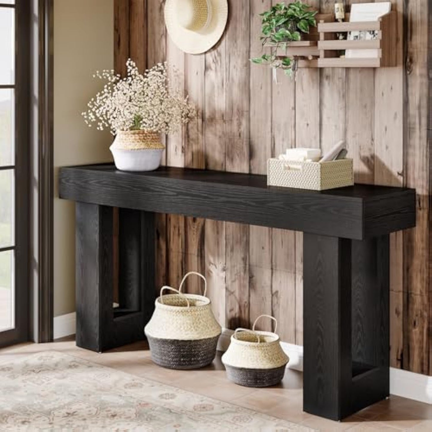 Vintage Solid Wood Long Sofa Back Table